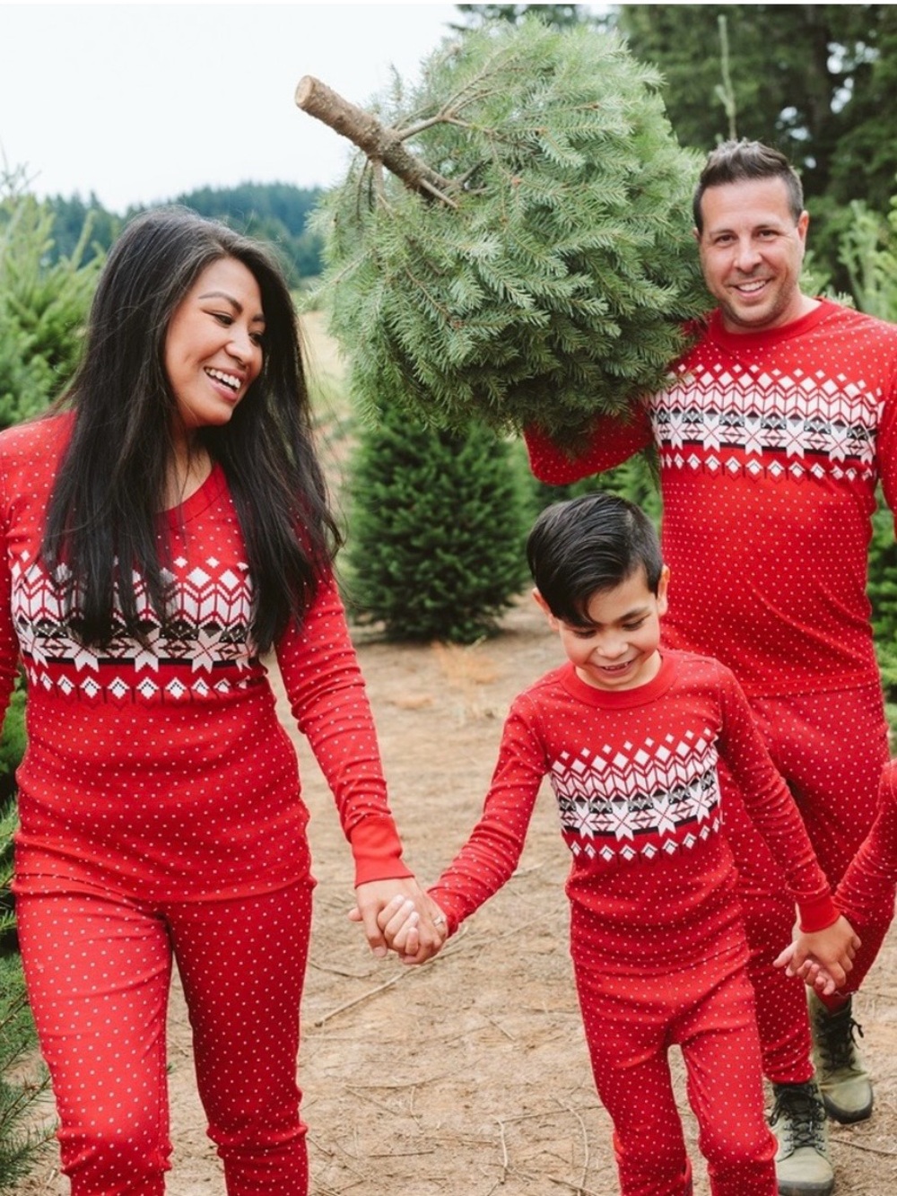 Hanna Andersson Women's Red Fair Isle Knit Long-Sleeve Long John PJ Top Size M